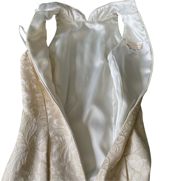 Vintage (80’s with Tags) Jessica McClintock Cream Gold Brocade Sheath Gown Sz 4 - Picture 11 of 13